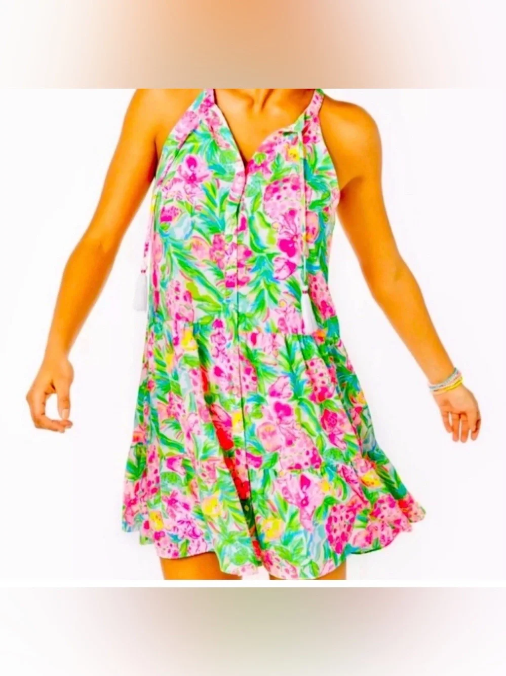 Lilly Pulitzer NWT$198 Carolane Dress Sz XS Resort White Pear
